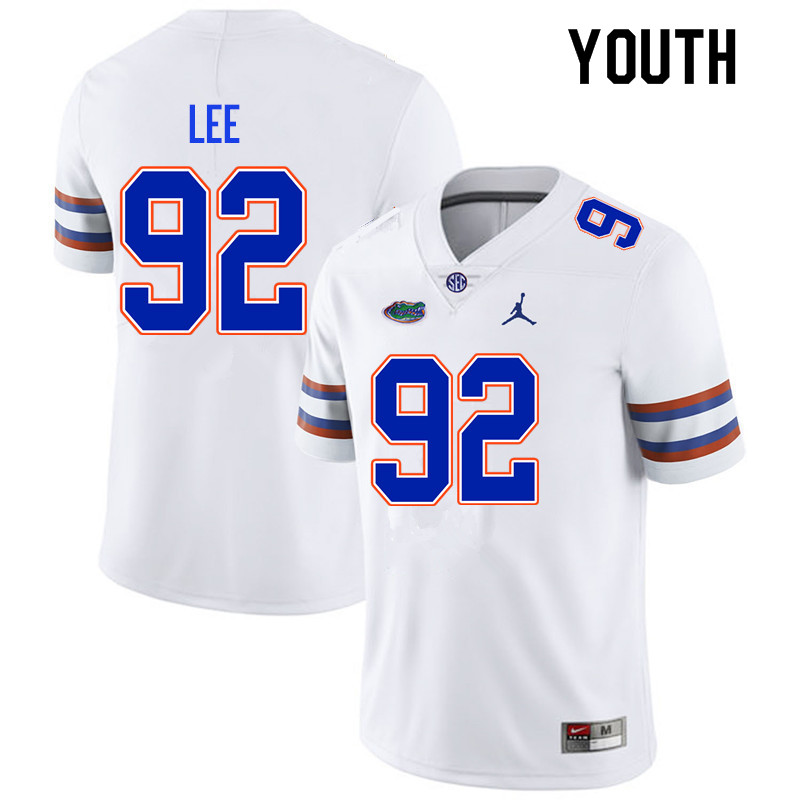 Youth #92 Jalen Lee Florida Gators College Football Jerseys Sale-White - Click Image to Close